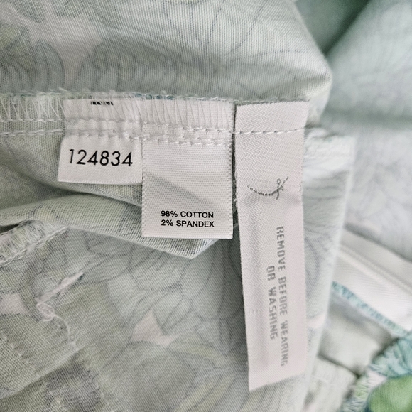 Ann Taylor LOFT Capri Pants Green Blue Floral Mid Rise Zip Cropped Petite 8P - Picture 6 of 7